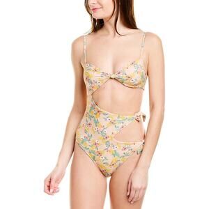 For Love and Lemons One-Piece Cut-out Swimsuit Bathing Suit Tropical M